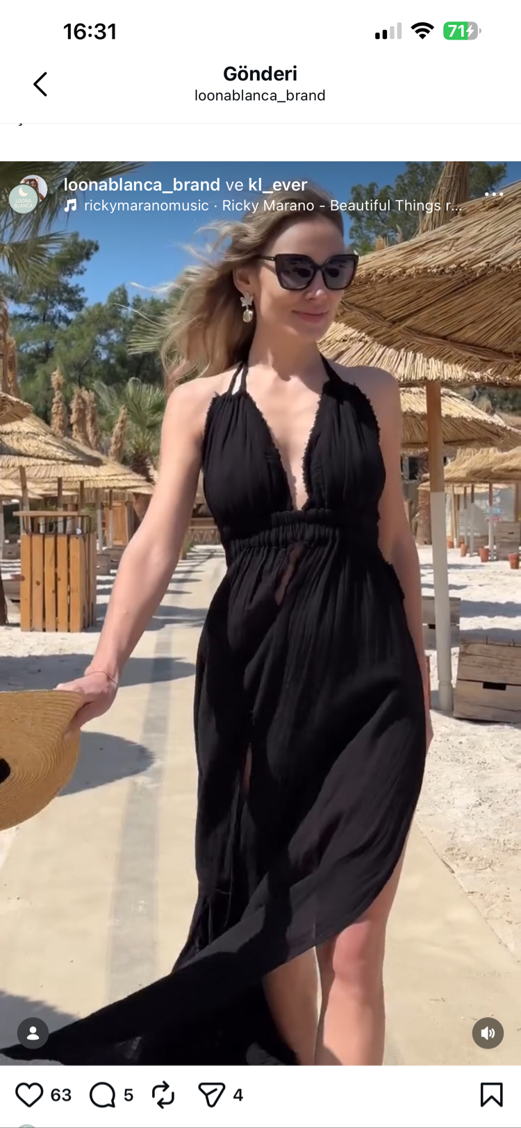 Müslin maxi elbise siyah 3530