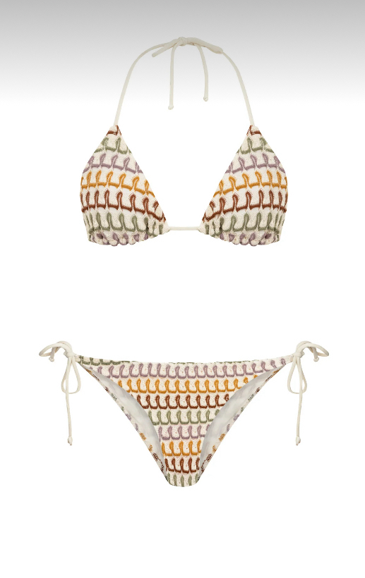 Çok renkli triko bikini takımı