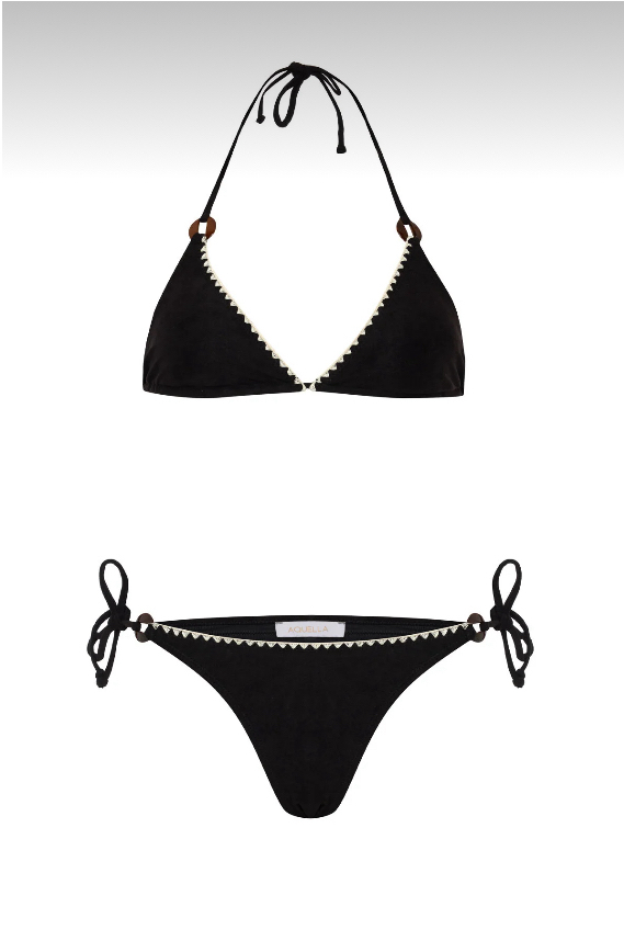 Süet dokulu siyah bikini takımı