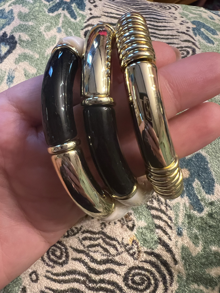 Üçlü siyah -ekru -gold bilezik set