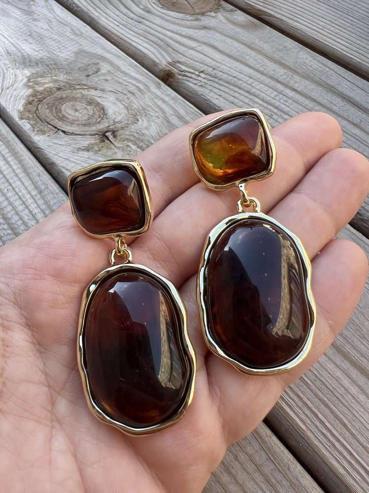Retro brown küpe