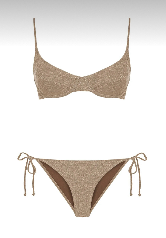 Balenli büzgülü vizon lurex bikini takımı