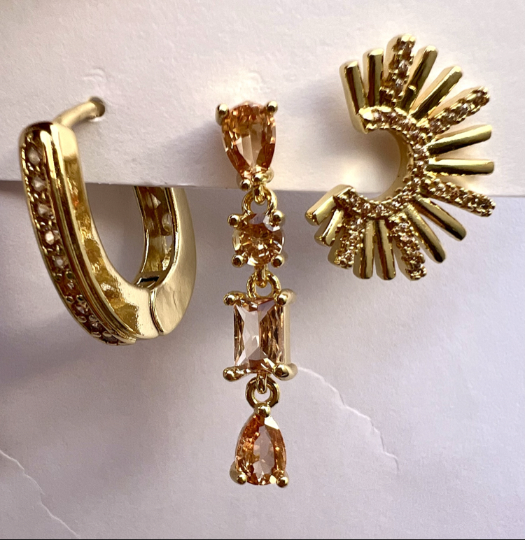 Üçlü set the crown küpe