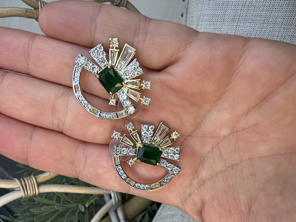 Round retro küpe yeşil