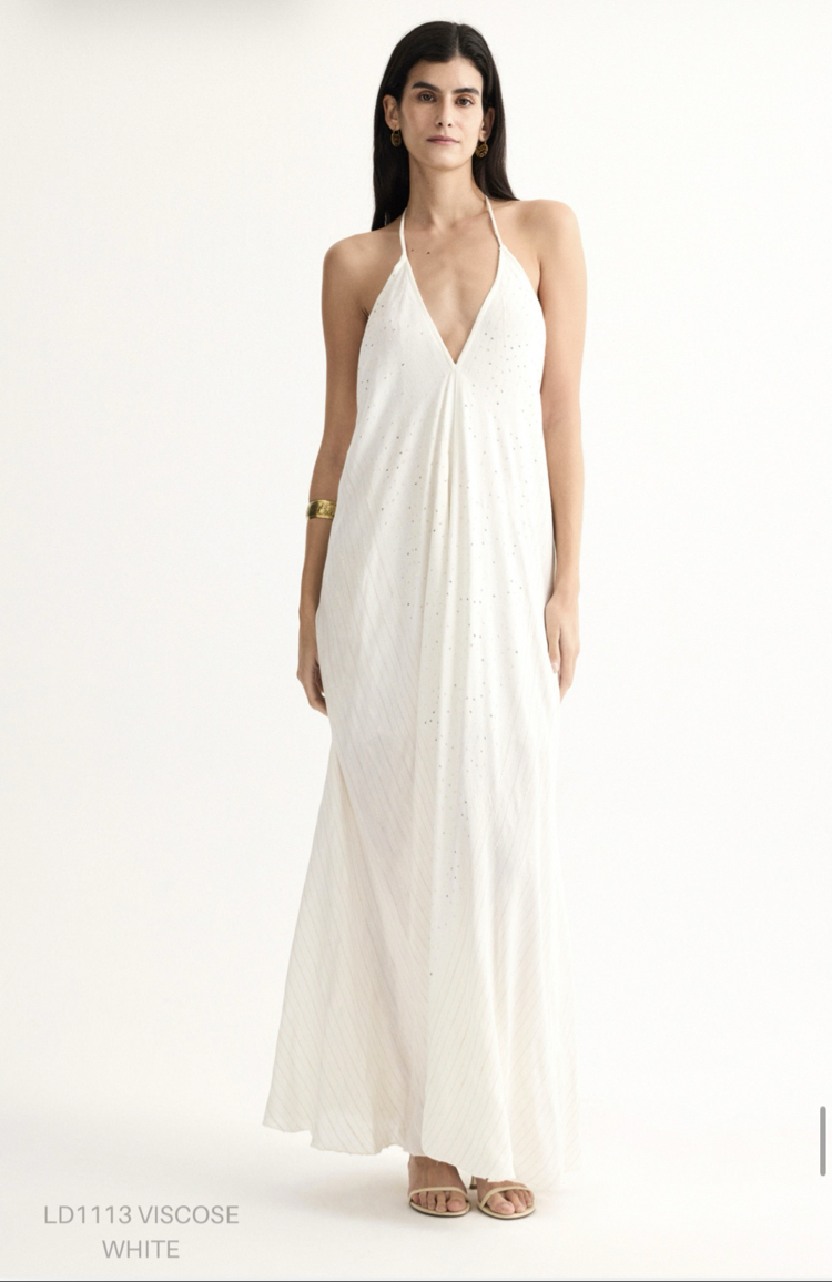 Viscose beyaz LD1113 maxi elbise