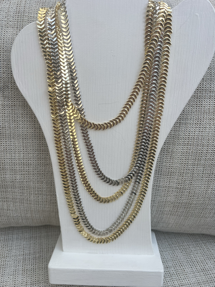 Gold silver mix çoklu kolye