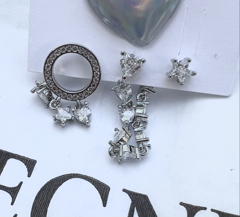 Üçlü set sparkly küpe