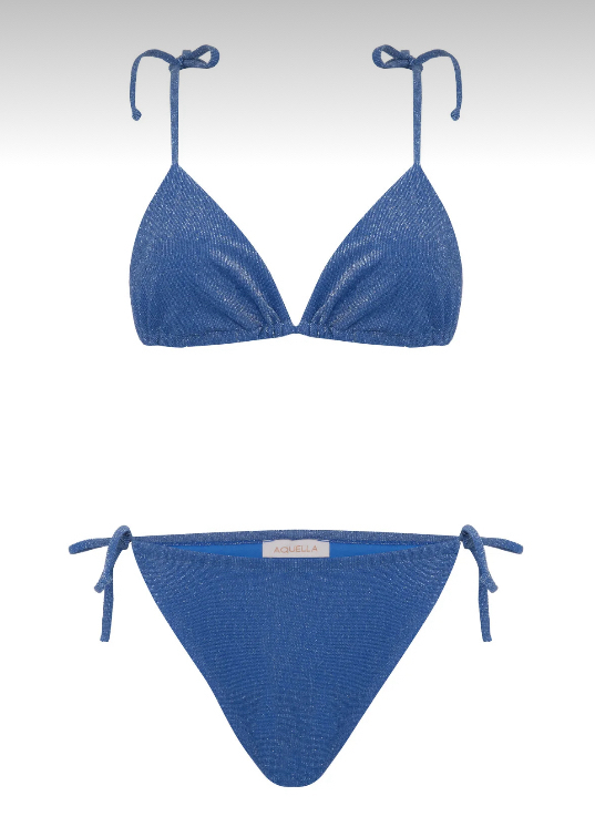 Saks mavi lurex bikini takımı