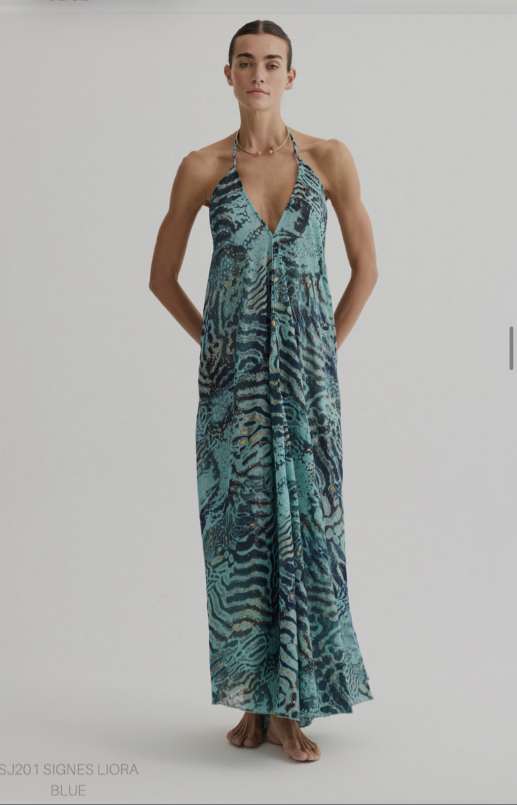 Signes liora blue Ld1113 maxi elbise