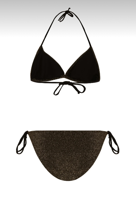 Koyu yeşil simli lurex bikini takımı