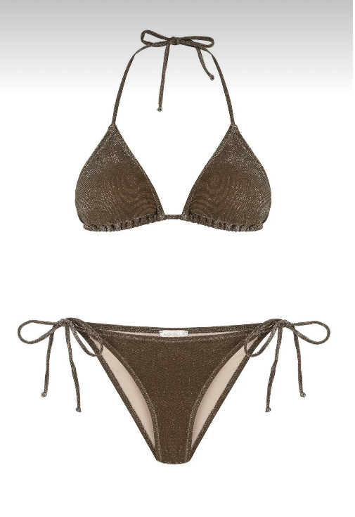 Haki yeşil lurex bikini takımı