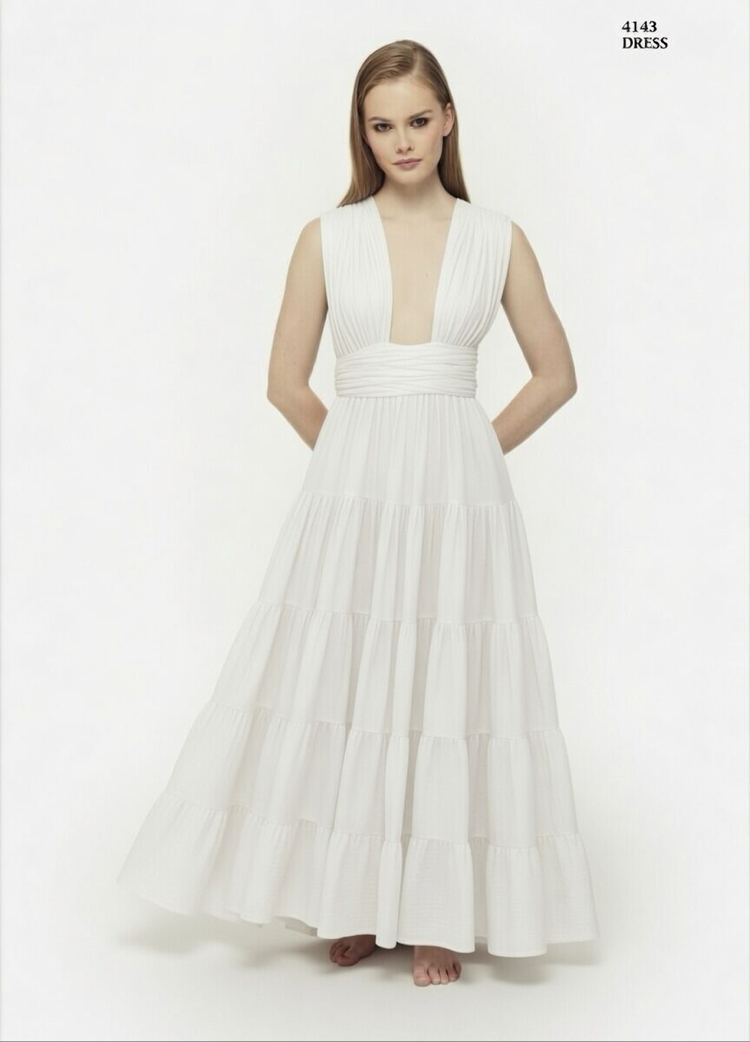 Beyaz müslin maxi elbise 4143
