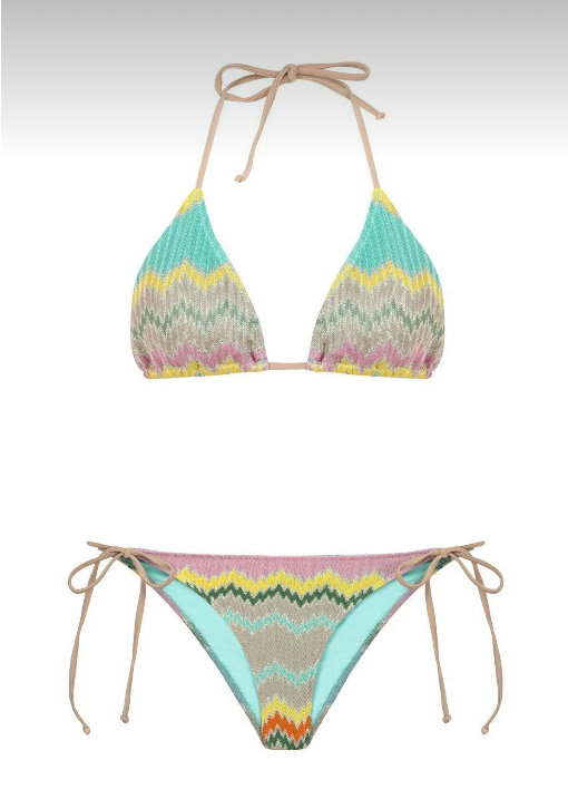 Zigzaglı çok renkli bikini takımı