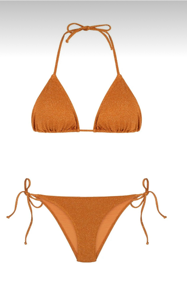 Lurex dokulu turuncu bikini takımı