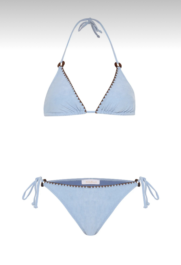 Süet dokulu açık mavi bikini takımı