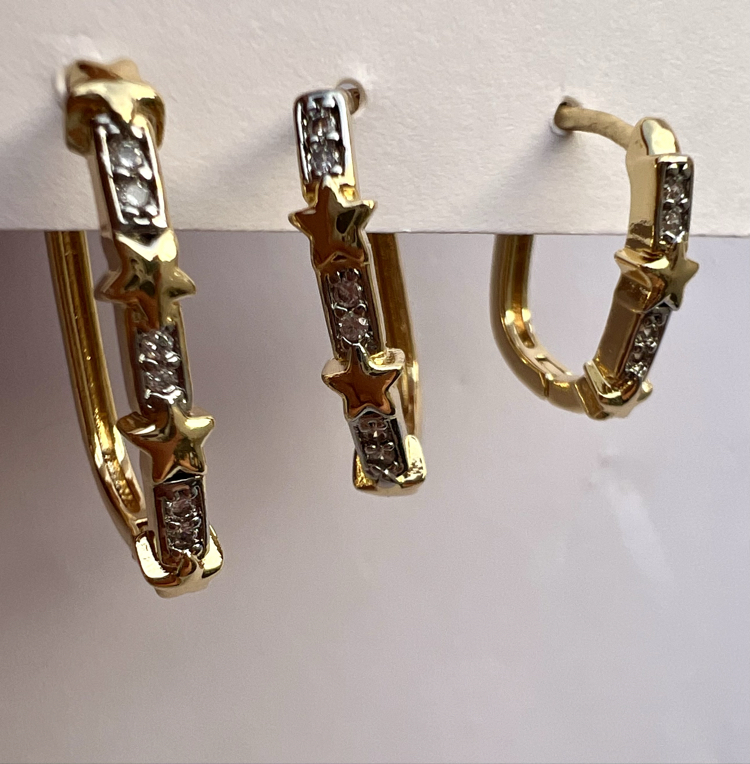 Üçlü set stars küpe