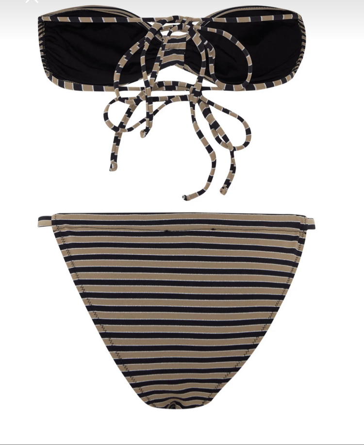 Çizgili straplez bikini