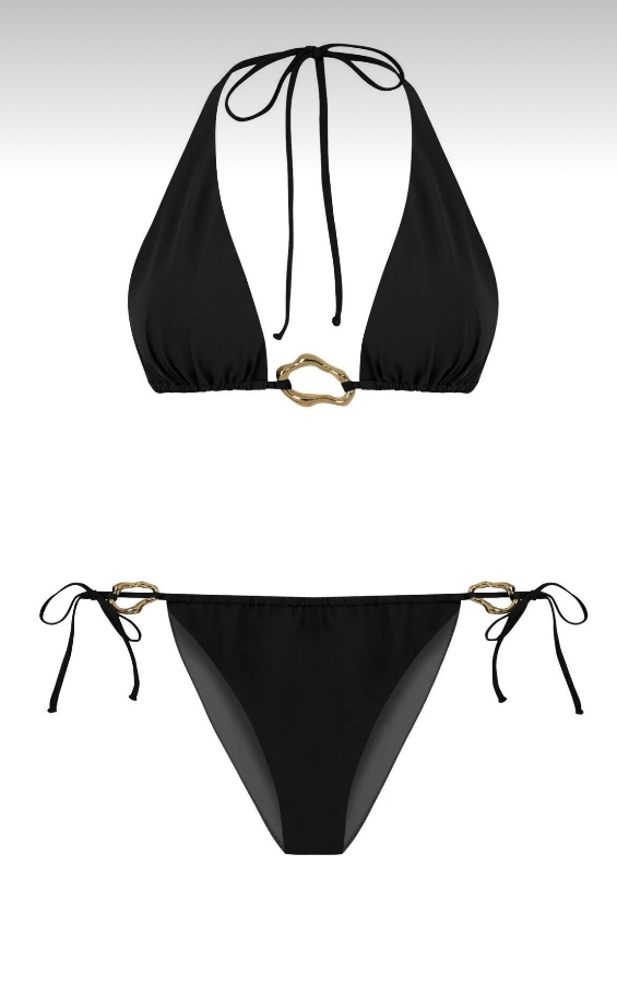 Aksesuarlı siyah bikini takımı
