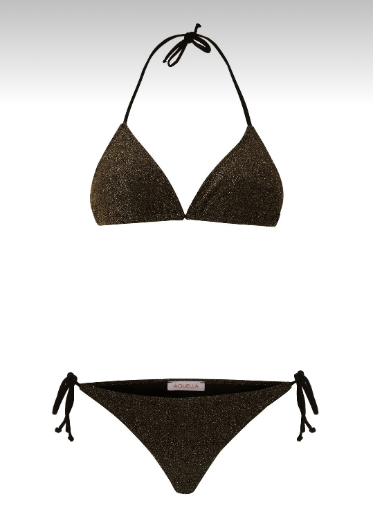 Koyu yeşil simli lurex bikini takımı