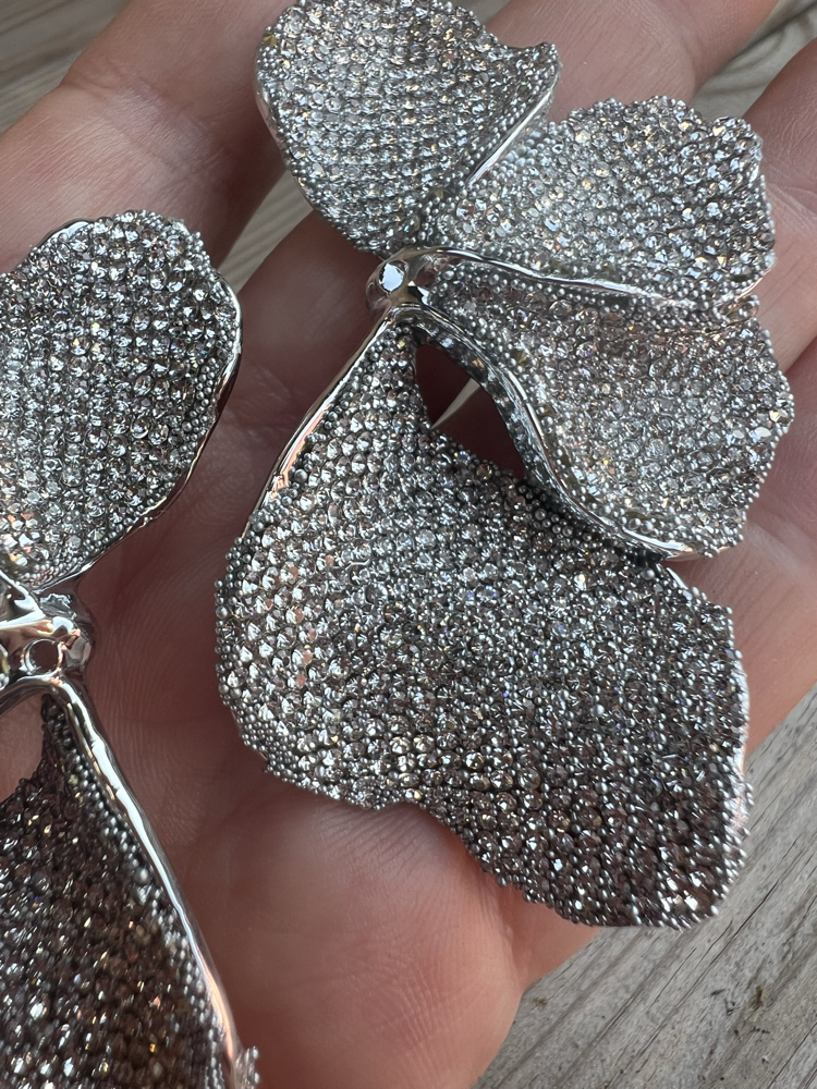 Silver floral büyük küpe
