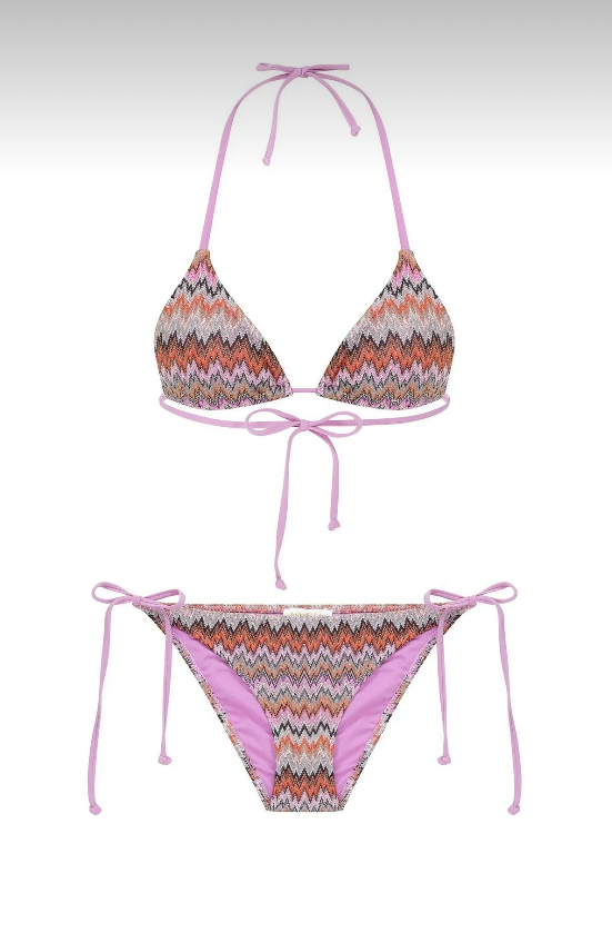 Lila örme triko bikini takımı