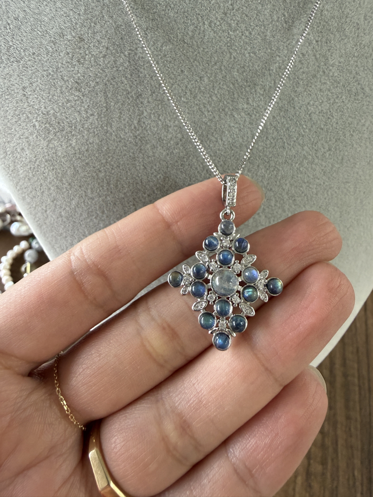 Labradorit İşlemeli Charm Kolye Ucu