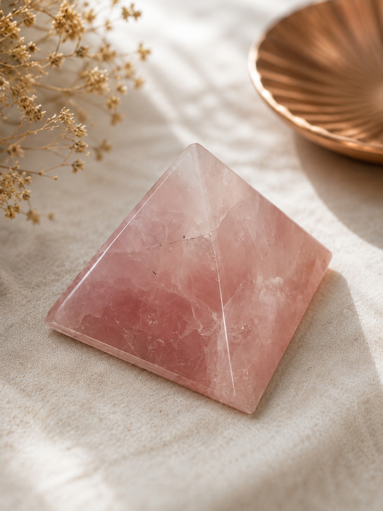 Mini Pembe Kuvars Kütle Piramit 