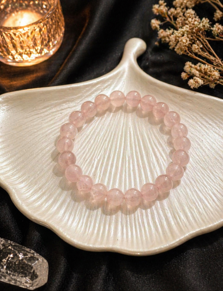 Pembe kuvars bileklik (“Aşk • Şefkat • Kalp Şifası”)
