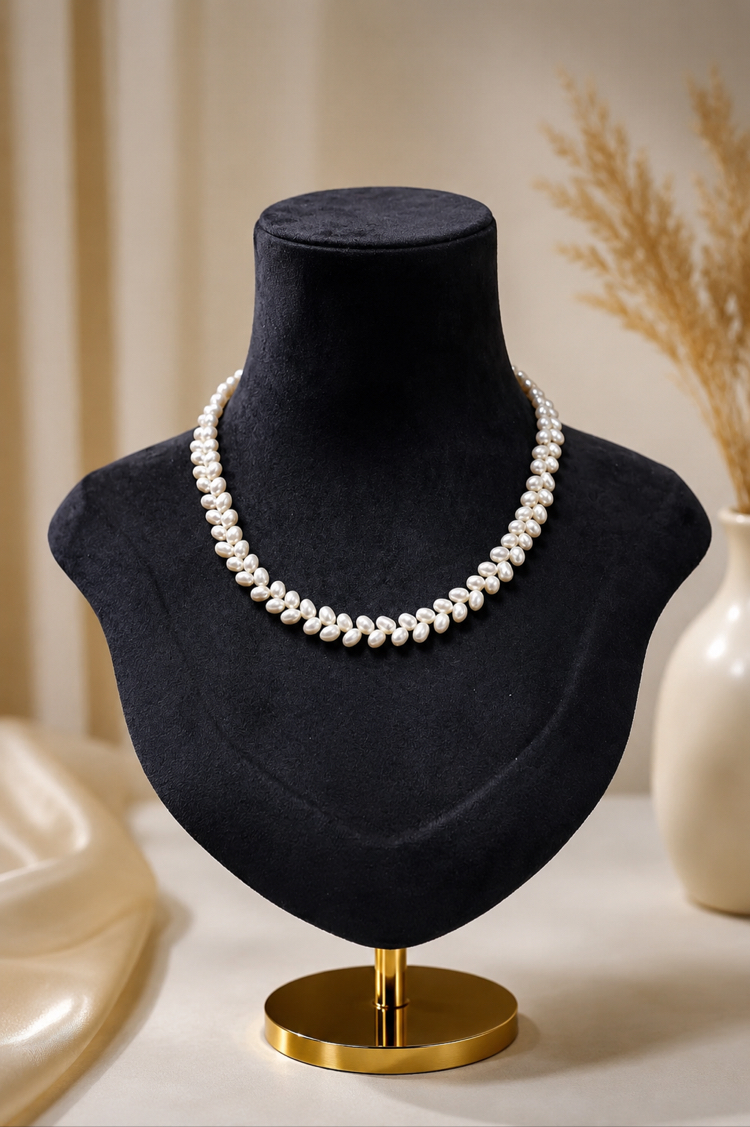 Premium Çift Sıra Beyaz İnci Kolye