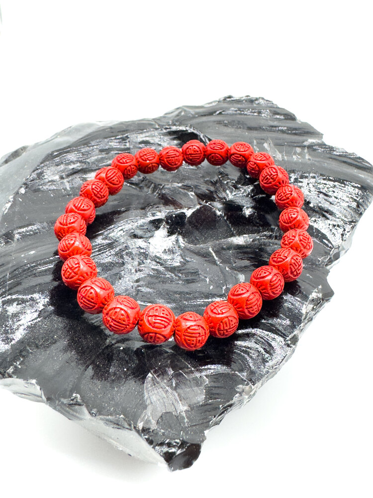 4A+ Kalite Cinnabar İşlemeli Bileklik 8 mm (Zinnober)
