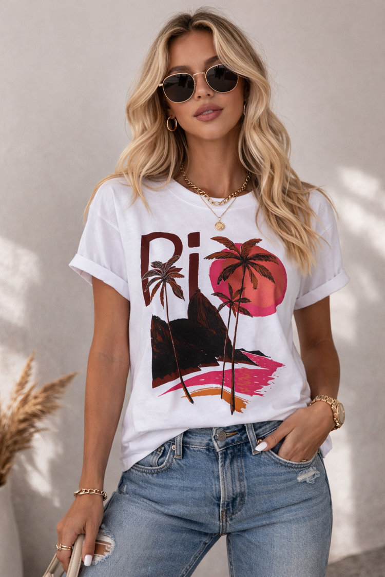 Farm rio , rio baskılı beyaz tshirt