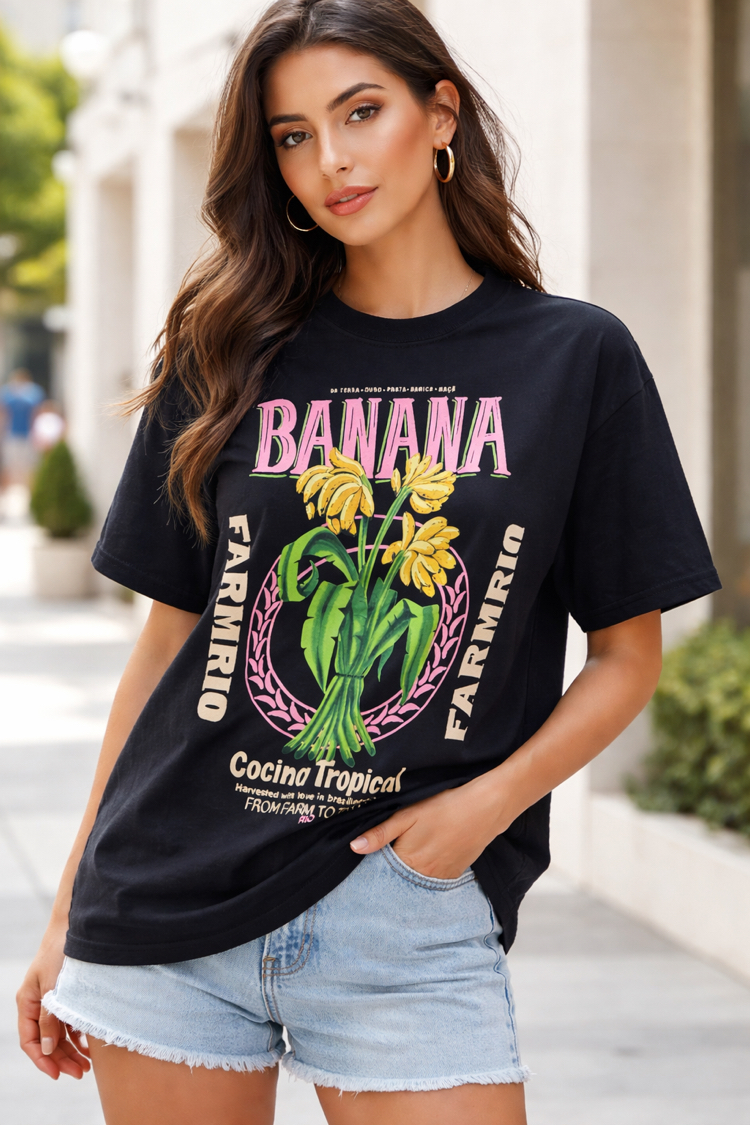 Farm rio babana baskılı siyah tshirt