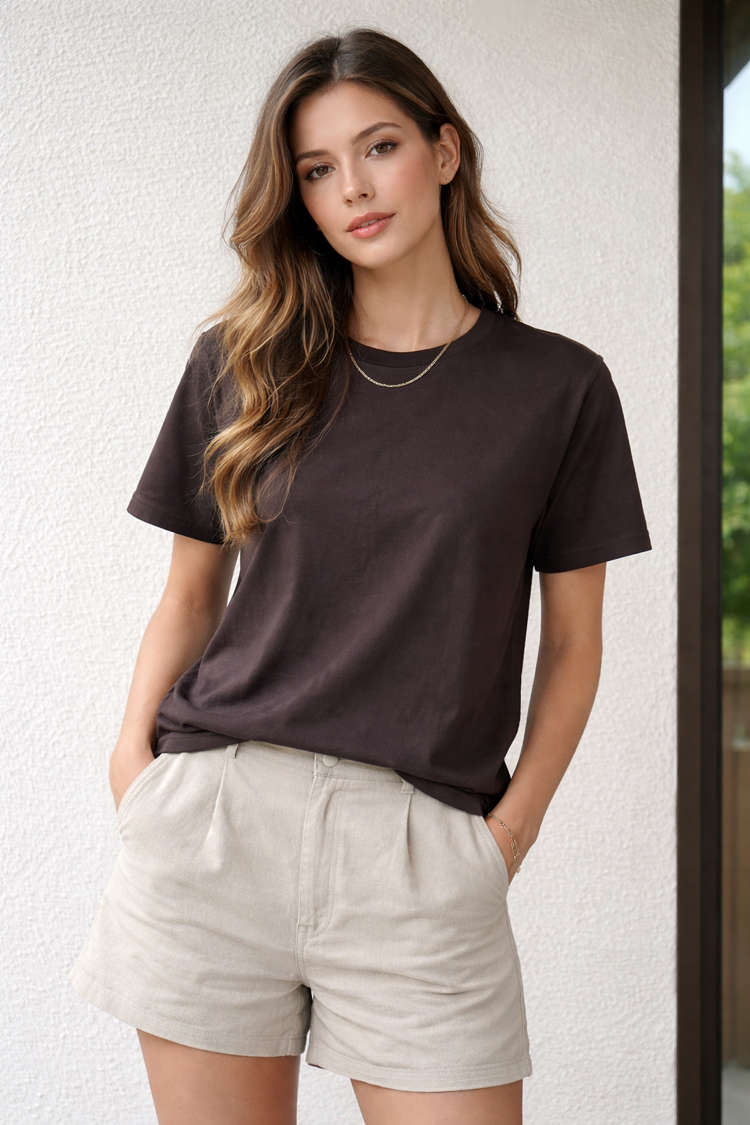 Kahve rengi basıc tshirt 