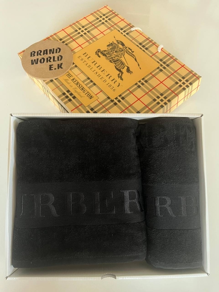 BURBERRY siyah Lüks Tasarım Desenli Havlu Seti