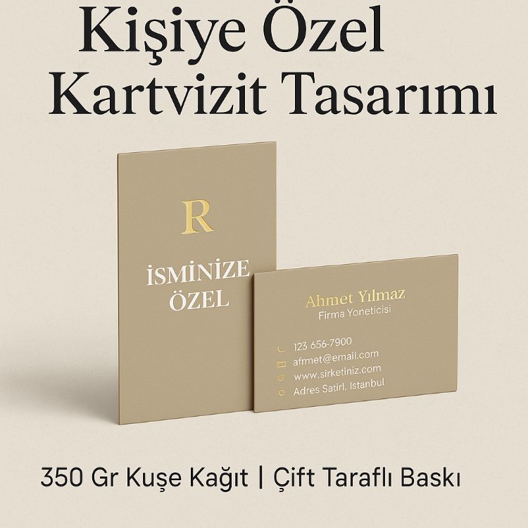 100 Adet Çift Yönlü Kartvizit Baskı 52x82 mm – 350 Gr Kuşe Parlak Selefon