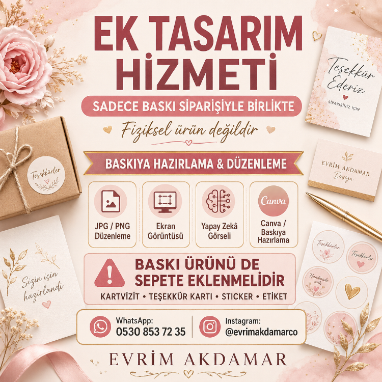 100 Adet Çift Yönlü Kartvizit Baskı 52x82 mm – 350 Gr Kuşe Parlak Selefon