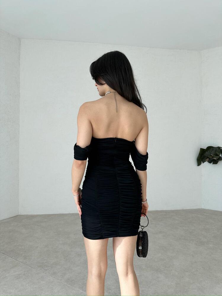 Tül Detaylı Mini Siyah