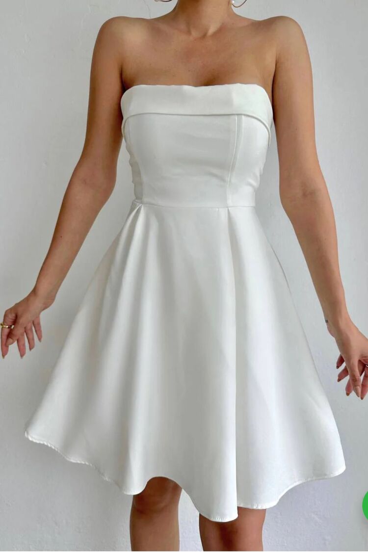 Sade Beyaz Mini Elbise