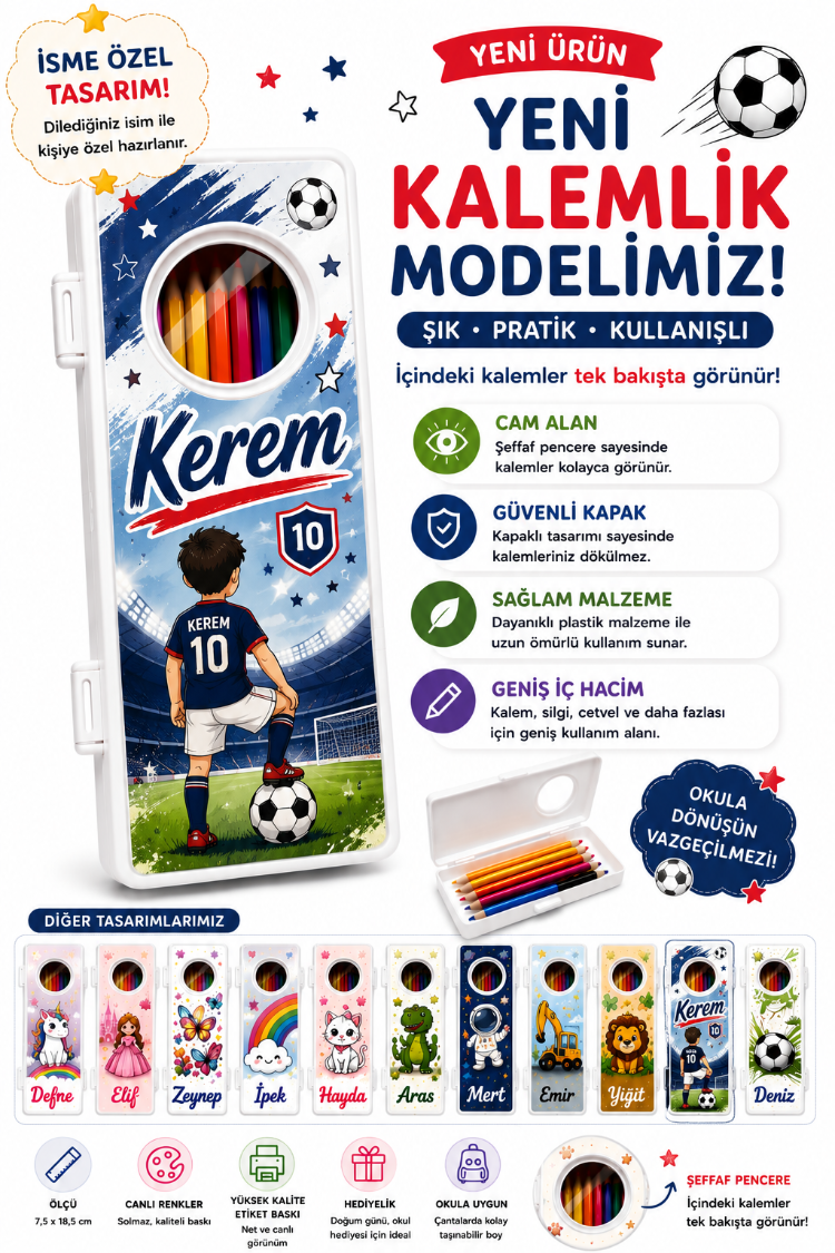 Kisiye ozel futbol temali kalemlik