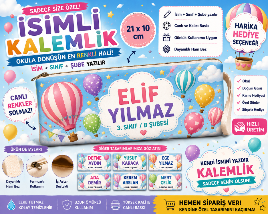 İsimli Kişiye Özel Kalemlik – 21x10 cm