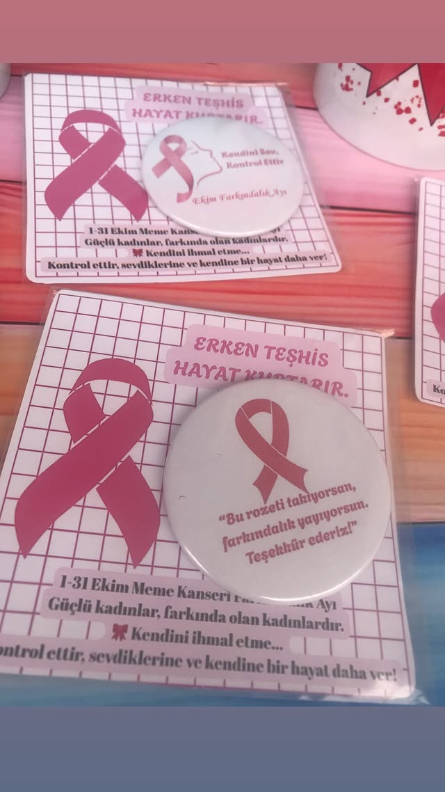 1-31 Ekim farkındalık ayına özel rozet kartlı paketli