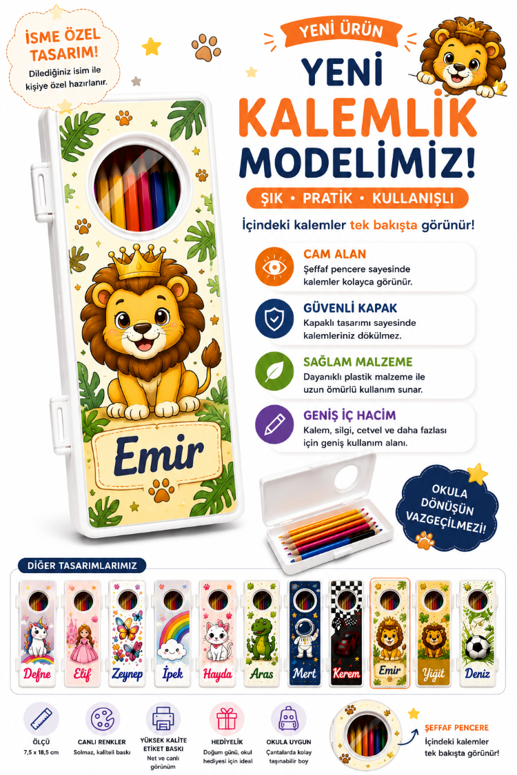 Kisiye Ozel Aslanli Kalemlik