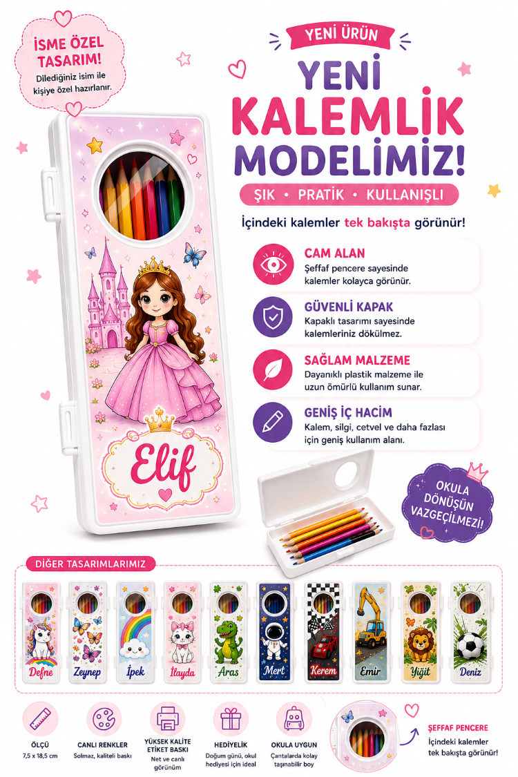 Kisiye Özel Prenses Temali Kalemlik