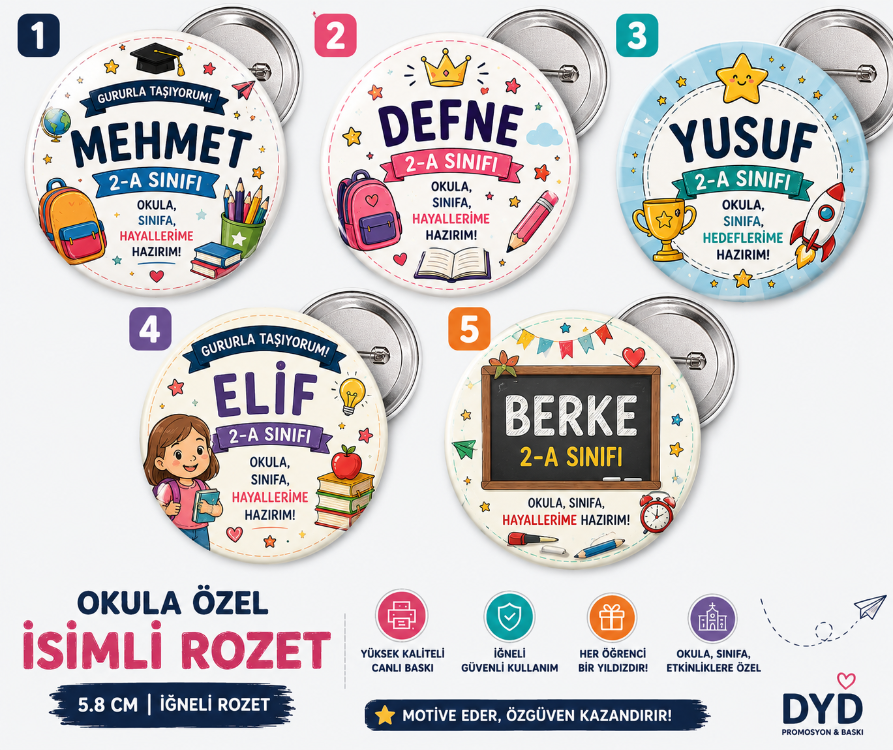 Öğrenci Rozeti | Okula Başlangıç Hediyesi | Sınıf Rozeti