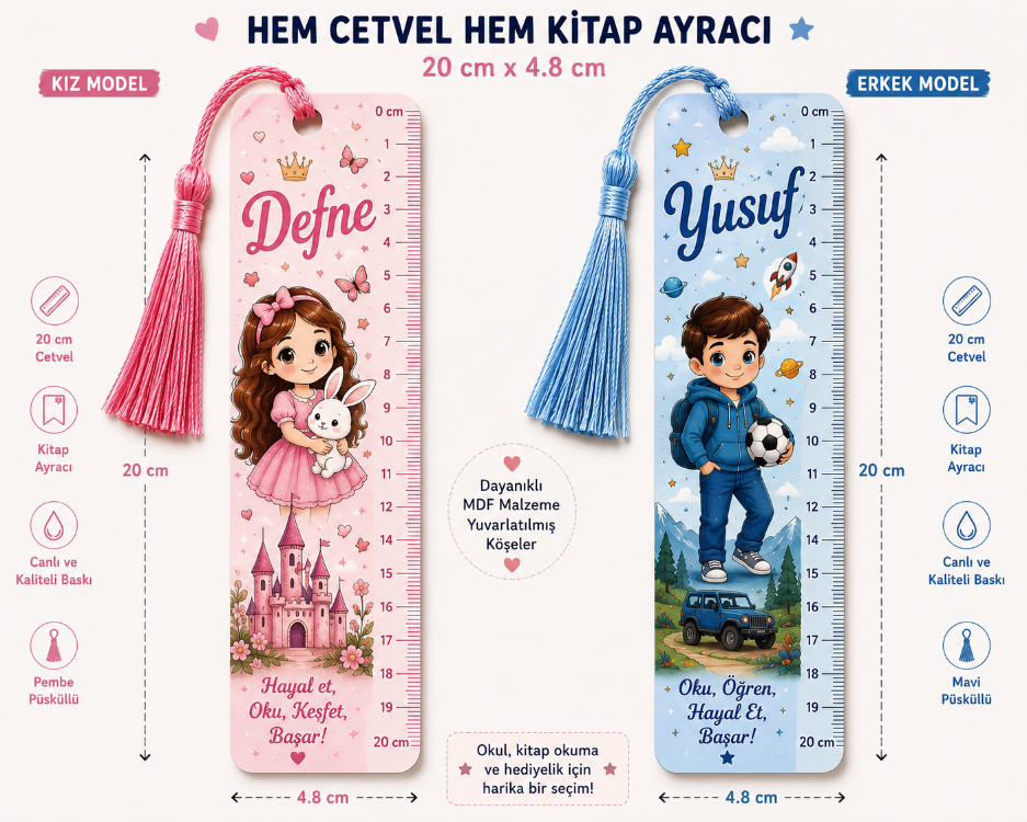 MDF Kitap ayracli Cetvel