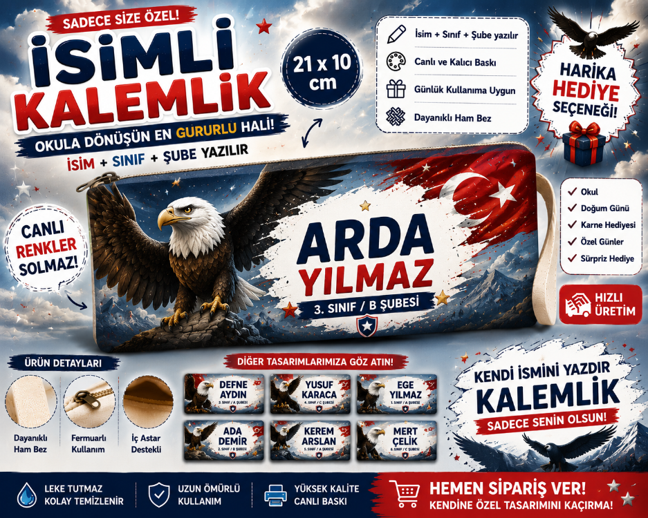 İsimli Kişiye Özel Kalemlik – 21x10 cm