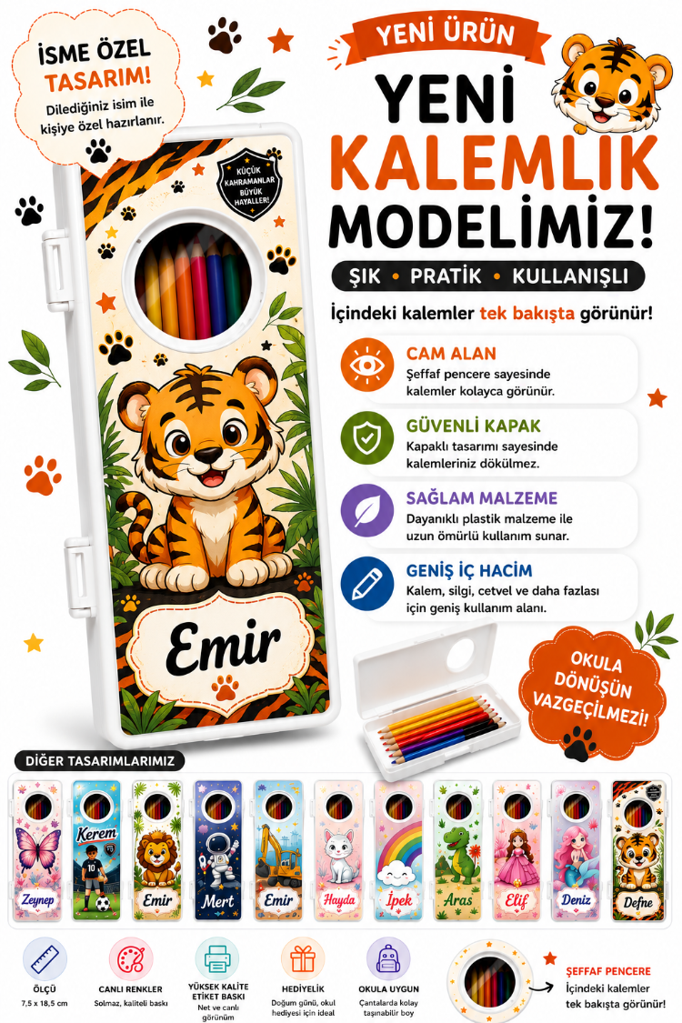 Kisiye ozel kaplanli kalemlik