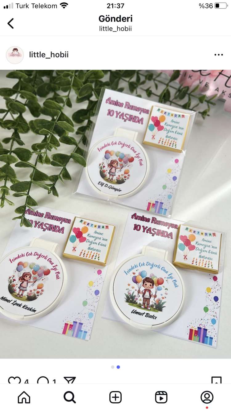Ayna ve madlen çikolatalı set