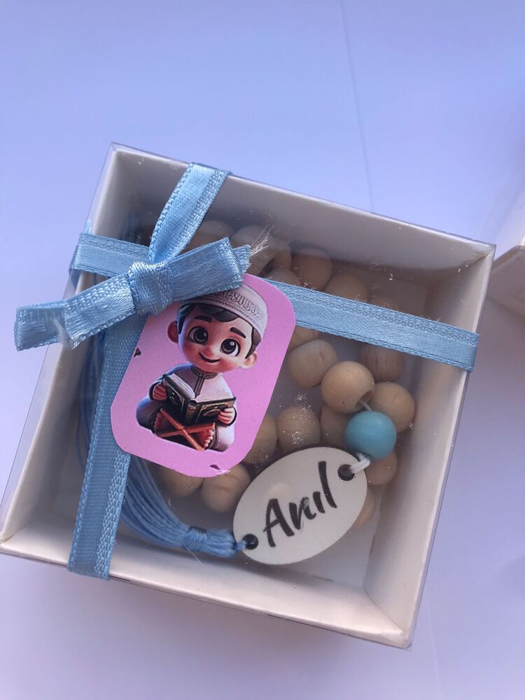 isimli kutulu ahşap tespih