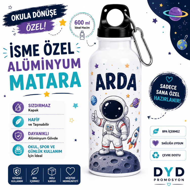 Kisiye ozel Aliminyum matara 600 ml